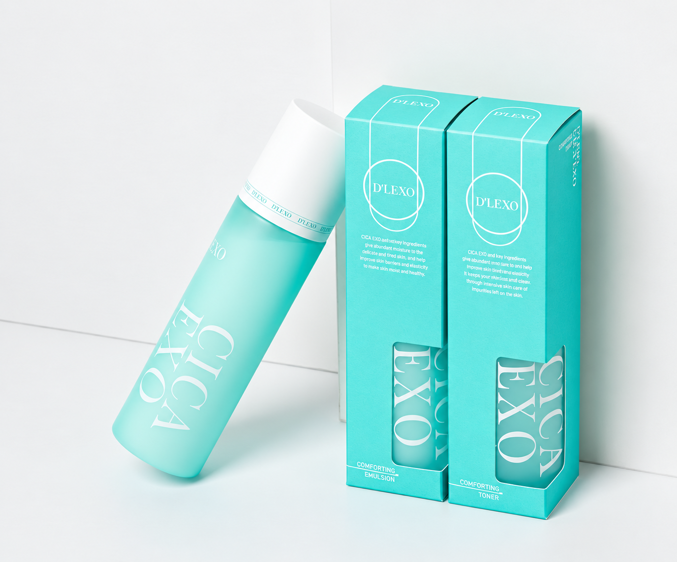 CICA EXO zklidňující tonikum a emulze v produktové kompozici